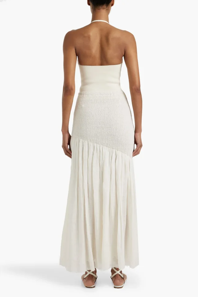 Gabriela Hearst Maxwell Shirred Linen and Silk-Blend Midi Skirt in White, photo 3 of 4 from THE OUTNET