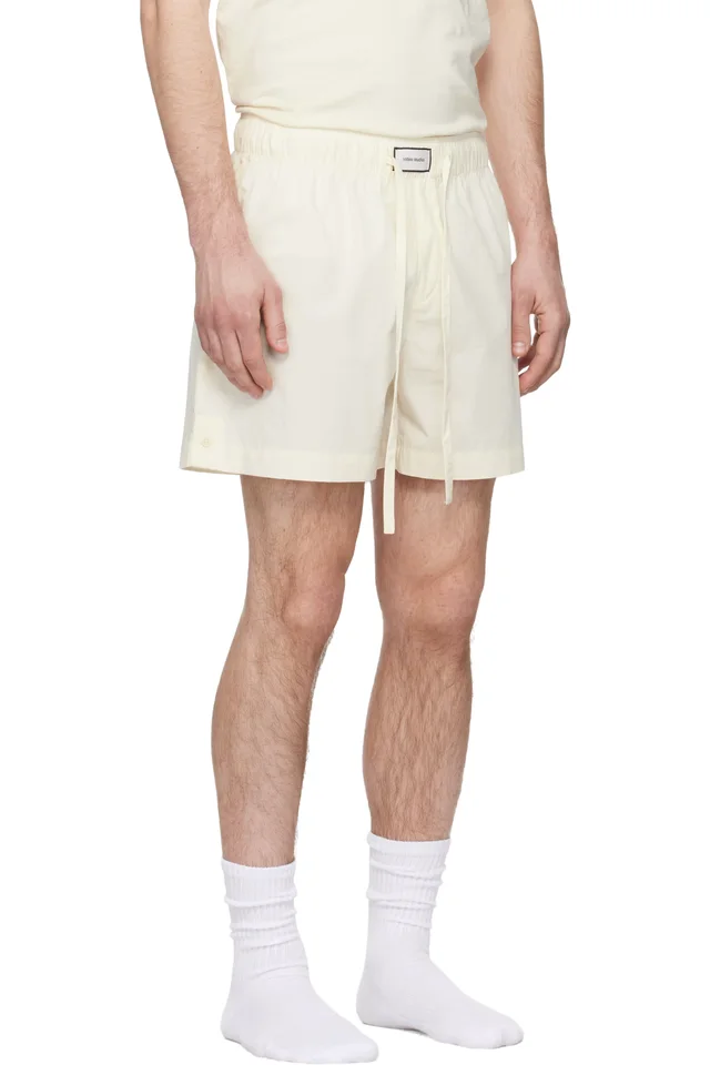Entire Studios Off-White Pajama Shorts, photo 2 of 4 from SSENSE