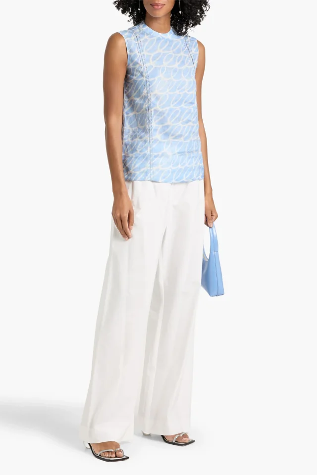 Marni Printed Linen Lattice-Trim Top, photo 2 of 4 from THE OUTNET