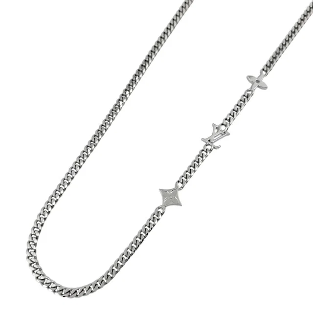 Louis Vuitton Necklace Monogram Low Flower Metal Silver in Silver from The Reluxe
