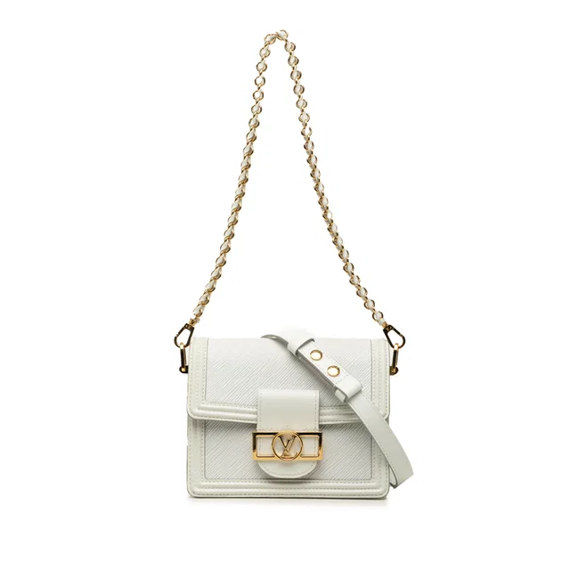White Louis Vuitton Epi Mini Dauphine Satchel in White Woven leather from Designer Revival
