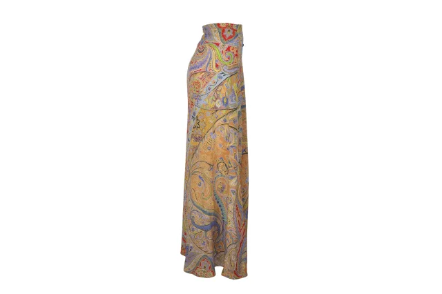 Etro Paisley A-line Long Skirt in Multicolor Silk in multi, photo 3 of 5 from ShopSimon