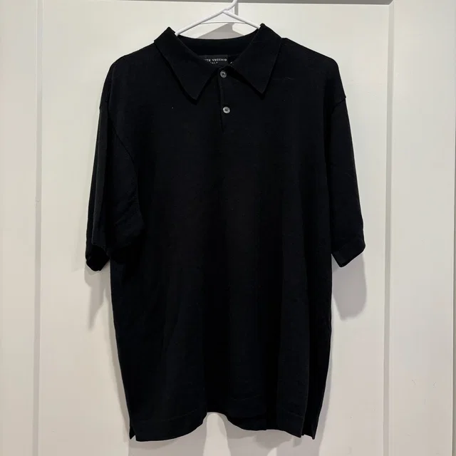 Ponte Vecchio Italy Mens Black Knit Polo Shirt Short Sleeve Size L Cotton Blend in black Resin from Poshmark