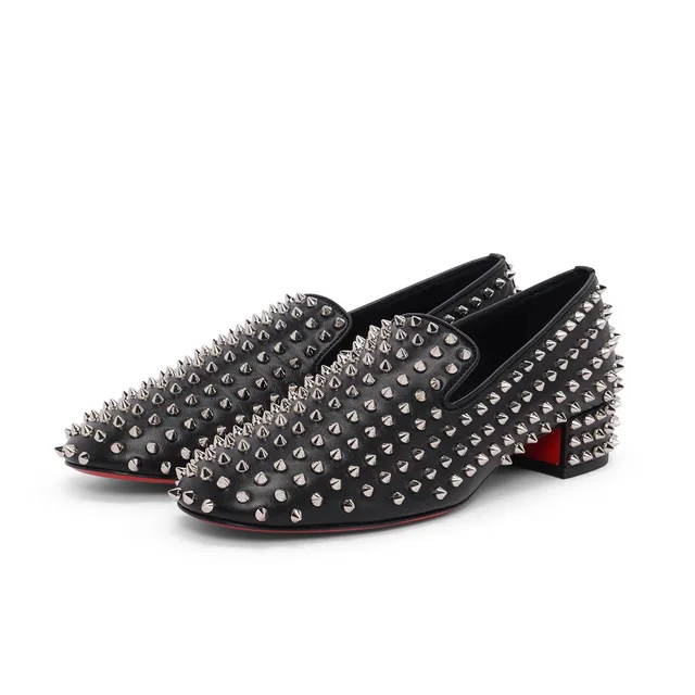 Christian Louboutin Spikeasy Loafers 38 in Black Nappa leather from Blue Spinach