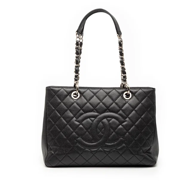 Black Chanel Caviar Grand Shopping Tote in Black Caviar leather from Designer Revival
