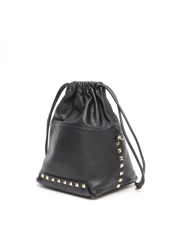 Valentino Garavani Rockstud Bucket Bag in Caviar leather from A Retro Tale, photo 3 of 8