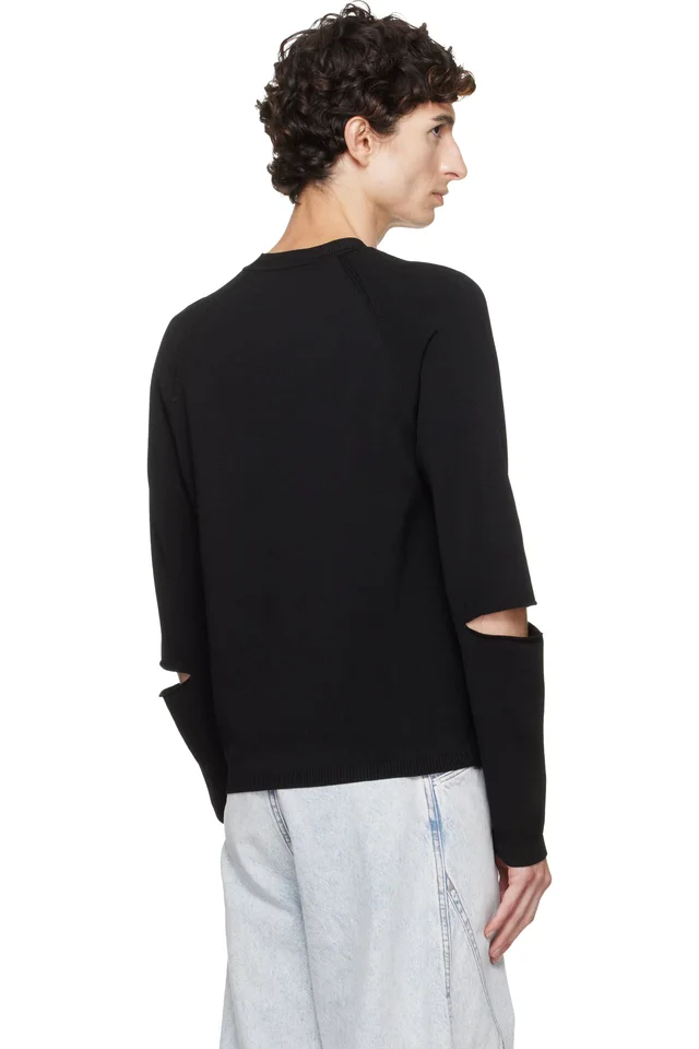 Marine Serre Black Moon Logo Knit Slit Sweater, photo 3 of 4 from SSENSE