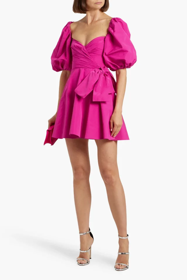Valentino Garavani Wrap-Effect Cotton-Blend Faille Mini Dress in Pink, photo 2 of 4 from THE OUTNET
