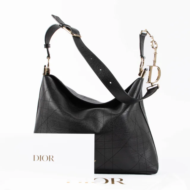Dior Black Flat Cannage Medium Diorly Shoulder Bag in Black Leather from Labellov, photo 6 of 6