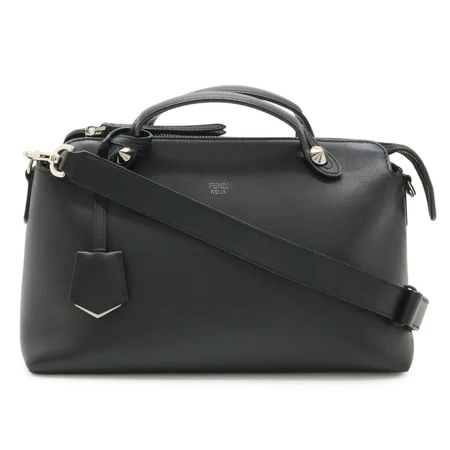 Fendi By The Way 2-Way Shoulder Bag Leather Black Silver in Black Leather from The Reluxe