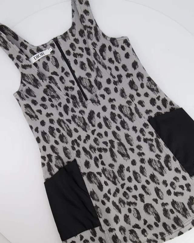 Dior Kids FW23 Grey and Black Leopard Sleeveless Dress with Pocket Logo Detail Size 8 years in Black from Sellier, photo 2 of 2