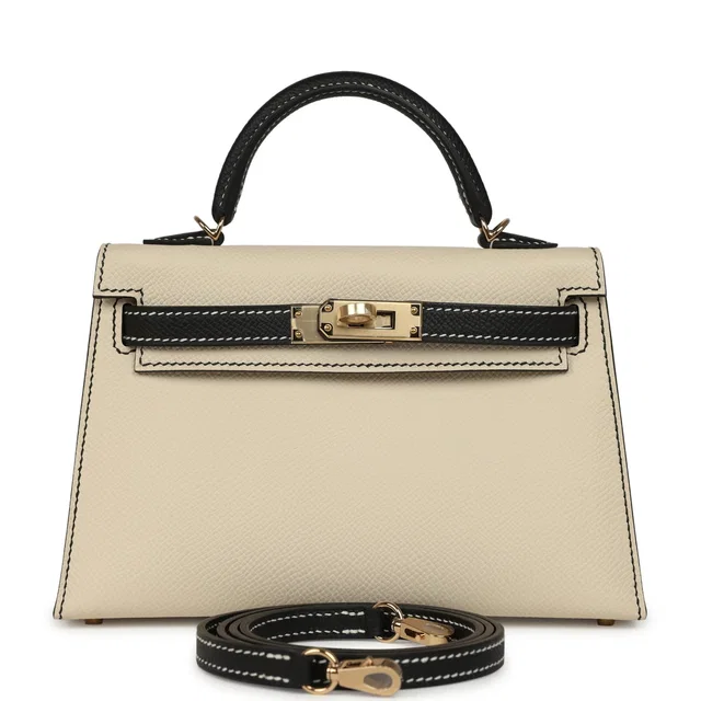 Hermès Special Order (HSS) Kelly Sellier 20 Craie, Black Epsom Permabrass Hardware in Black Epsom leather from Madison Avenue Couture