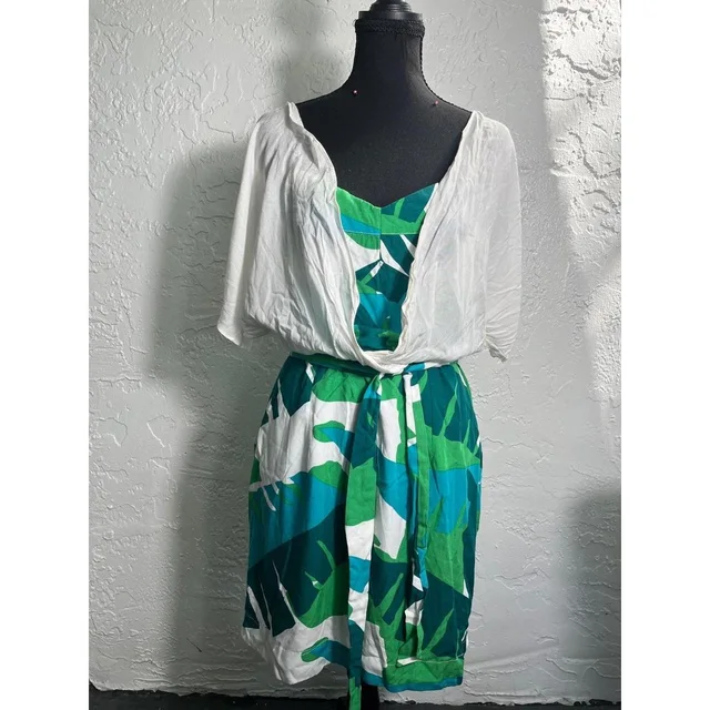 TOTEME Women's Summer dresses - Green/Multi - M from Depop