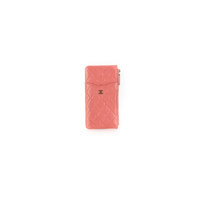 Chanel Caviar Coral Phone-Cardholder Holder in Caviar leather from The Purse Affair