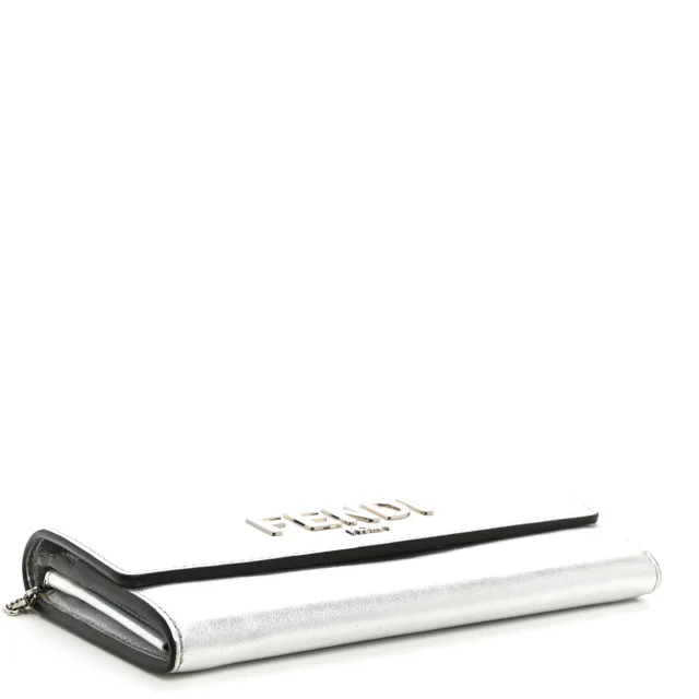 Fendi Metallic Calfskin Continental Wallet On Chain Argento in Calfskin from FASHIONPHILE, photo 3 of 9