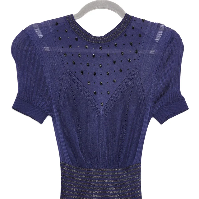 Bottega Veneta Glitter Pointelle Plissé Knit Dress from Revivre Luxury Consignment