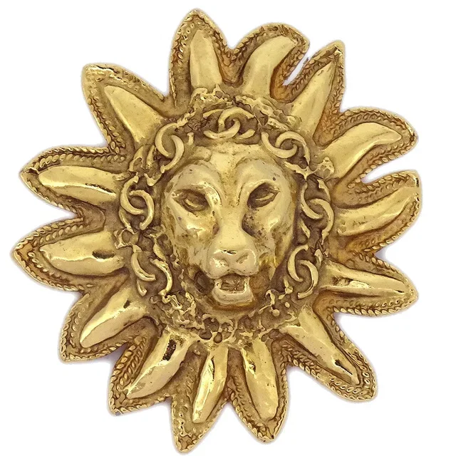 Chanel Lion Brooch Pin Gold in Gold from AMORE Vintage Tokyo