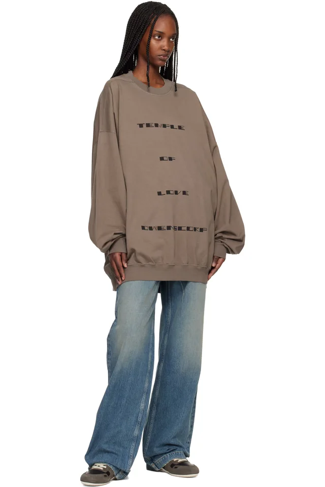 Rick Owens DRKSHDW Gray Temple Hun Crewneck Sweatshirt, photo 4 of 4 from SSENSE