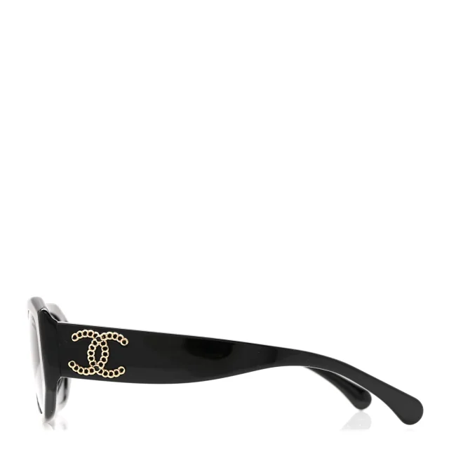 Chanel Acetate Rectangle Sunglasses 5554-A Black in Black from FASHIONPHILE, photo 3 of 8