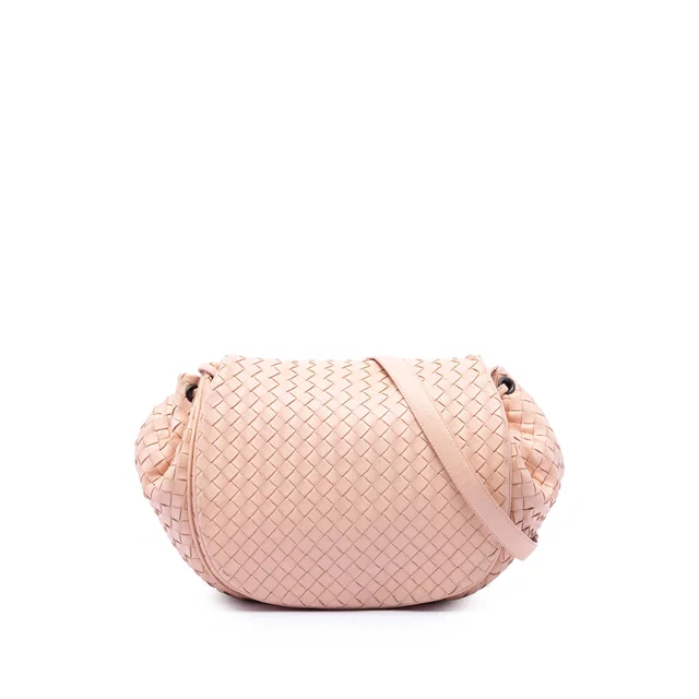 Pink Bottega Veneta Nappa Intrecciato Flap Crossbody in Pink Nappa leather from Designer Revival