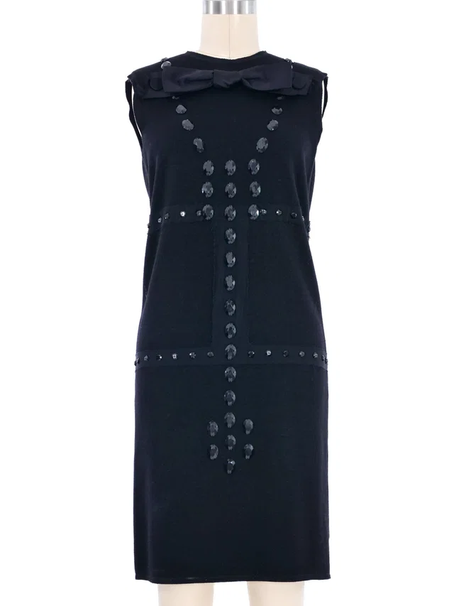 2004 Lanvin Jeweled Wool Shift Dress in Wool from Arcade Vintage