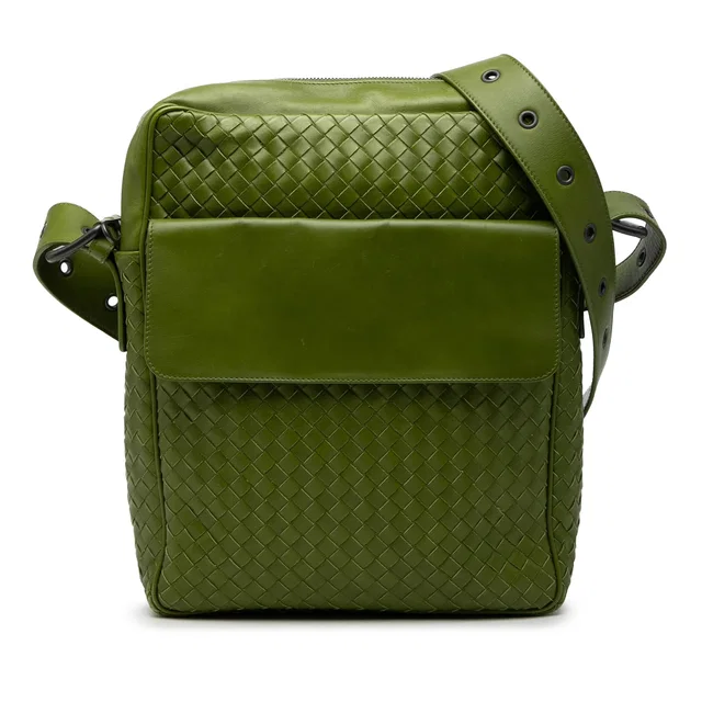 Green Bottega Veneta Nappa Intrecciato Messenger Bag in Green Nappa leather from Designer Revival
