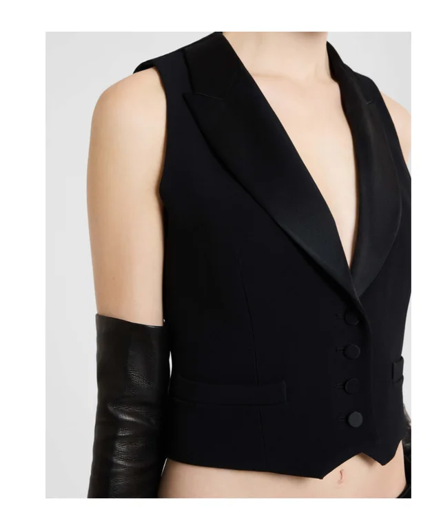 Ermanno Scervino Tailored cady waistcoat with satin lapels, photo 3 of 4 from SENSER