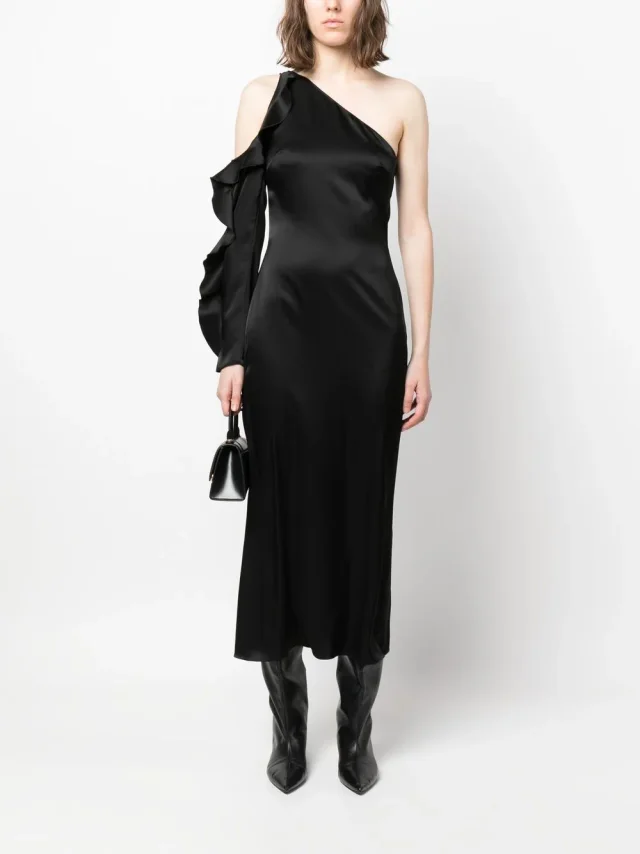 David Koma Ruffle Detail One Shoulder Midi Dress, photo 3 of 5 from Balardi
