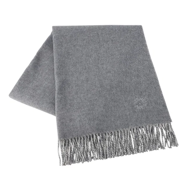 Hermès Double face scarf Gris Flannel / Ivory Coast Cashmere 100% in White Cashmere from GALLERY RARE