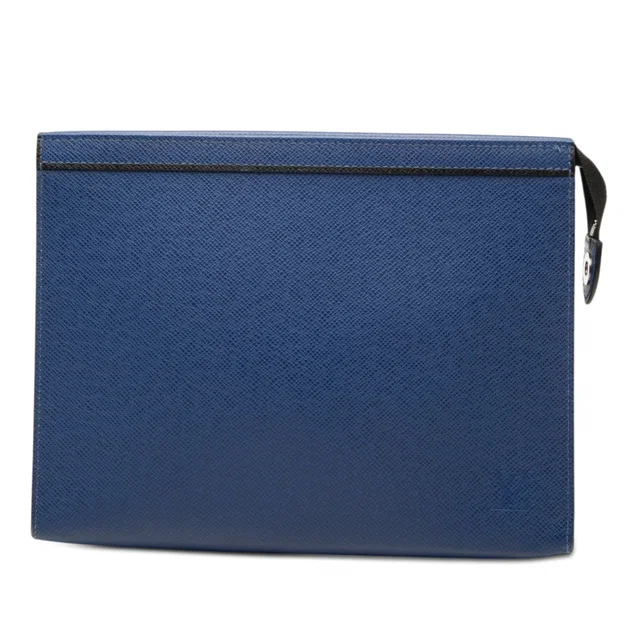 Blue Louis Vuitton Taiga Pochette Voyage MM Clutch Bag in Blue Leather from Designer Revival