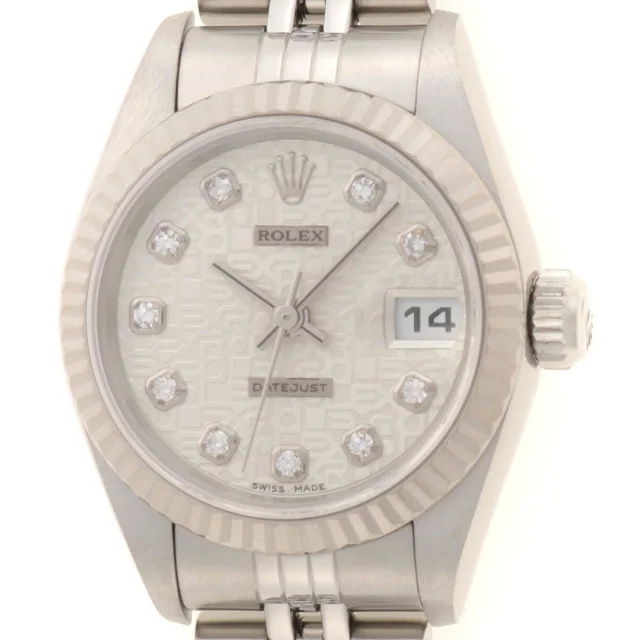 Rolex Datejust 26 Watch Stainless Steel 18k White Gold Diamond Silver Jubilee in White from The Reluxe