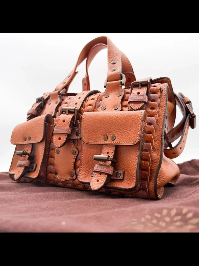 Mulberry Tan Leather Buckle-Front Braided Satchel in brown|neutral Leather from Poshmark