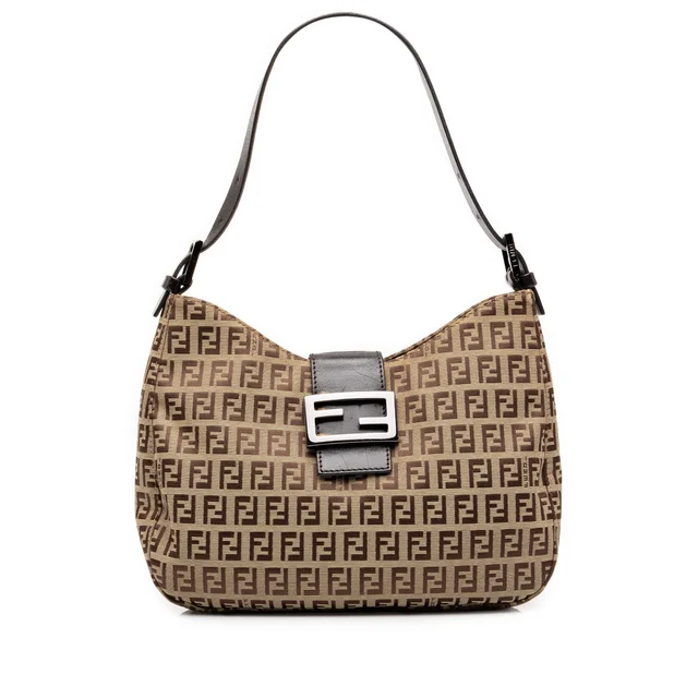Brown Fendi Zucchino Canvas Shoulder Bag in Brown Canvas from Designer Revival, photo 1 of 1
