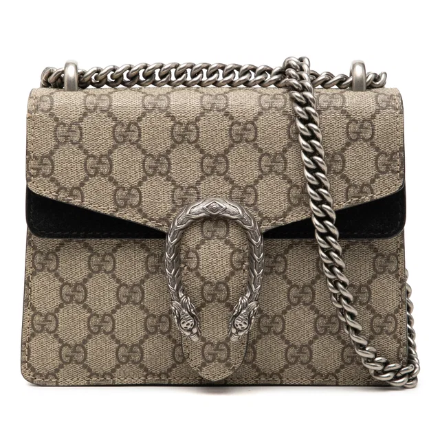 Beige Gucci Small GG Supreme Dionysus Crossbody in Beige Suede from Designer Revival