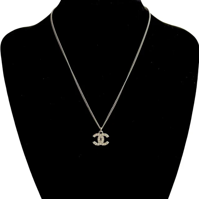 Chanel Authentic Silver Logo Necklace in silver|gray from Poshmark