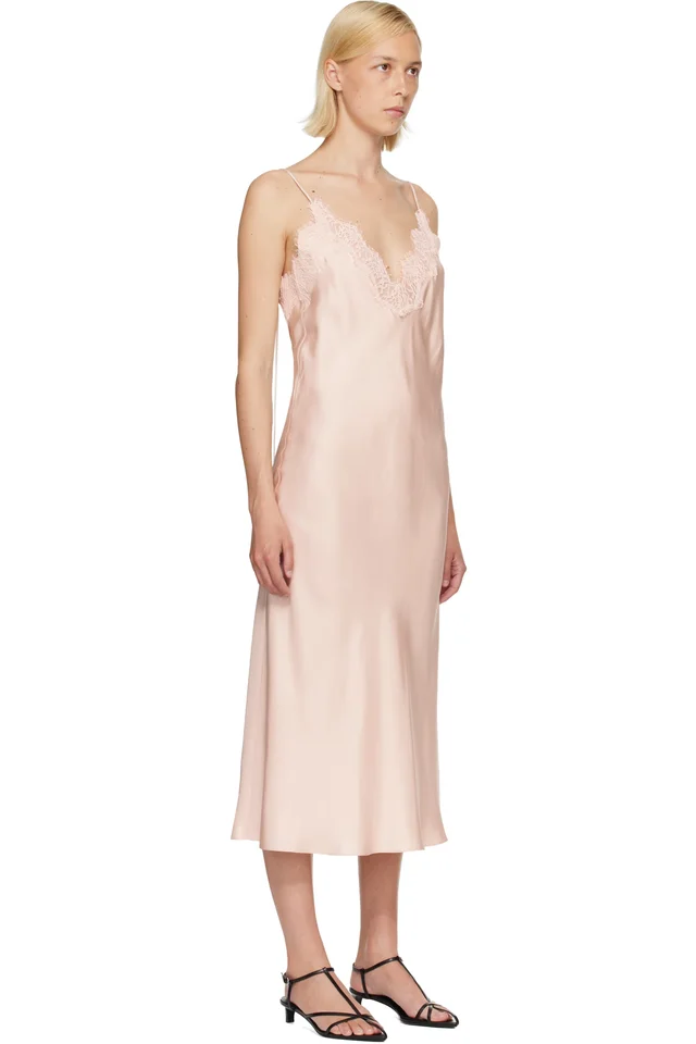 Róhe Pink Lace Slip Dress, photo 2 of 4 from SSENSE