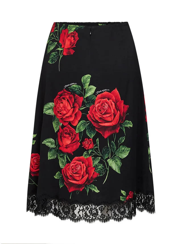 Dolce & Gabbana Rose Printed Midi Skirt, photo 2 of 8 from SENSER
