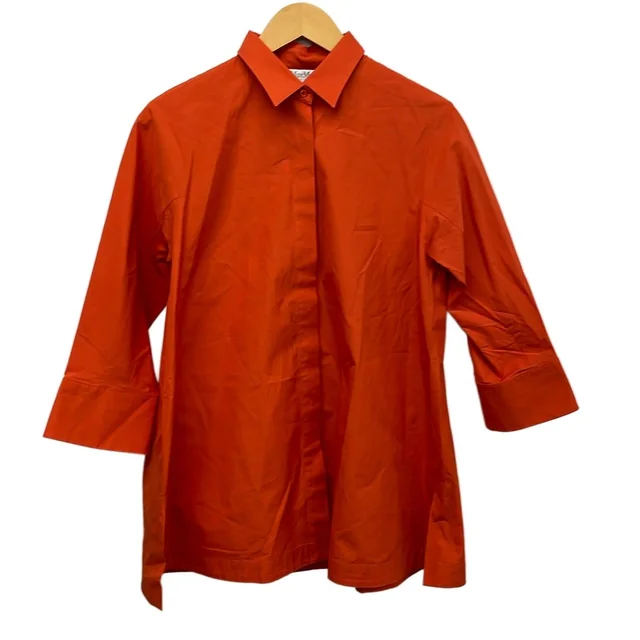 Max Mara Long Sleeve Shirt Blouse Orange in Orange from The Reluxe