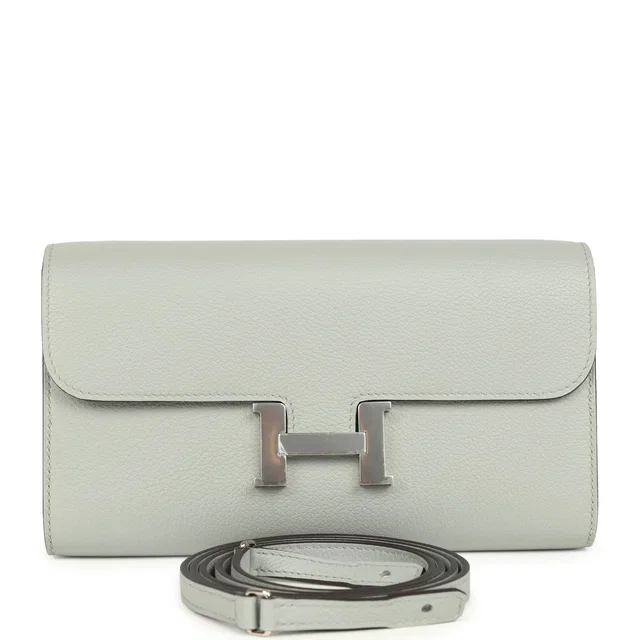 Hermès Constance Wallet To Go Bleu Glacier Evercolor Palladium Hardware in Blue Leather from Madison Avenue Couture