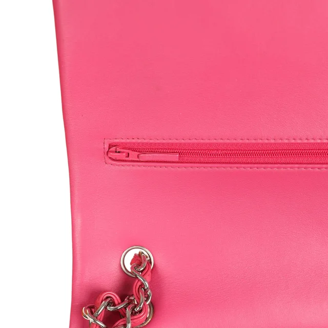 Chanel Maxi Classic Double Flap Bag Dark Pink Patent Silver Hardware in Pink Patent from Madison Avenue Couture, photo 10 of 10