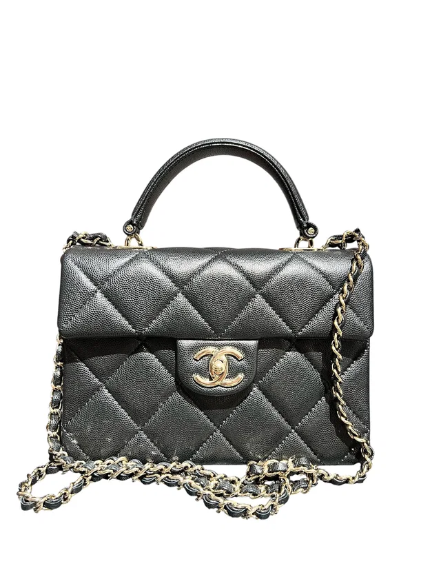 Chanel Black Grained Calf Handbag in Black from Luxury Promise
