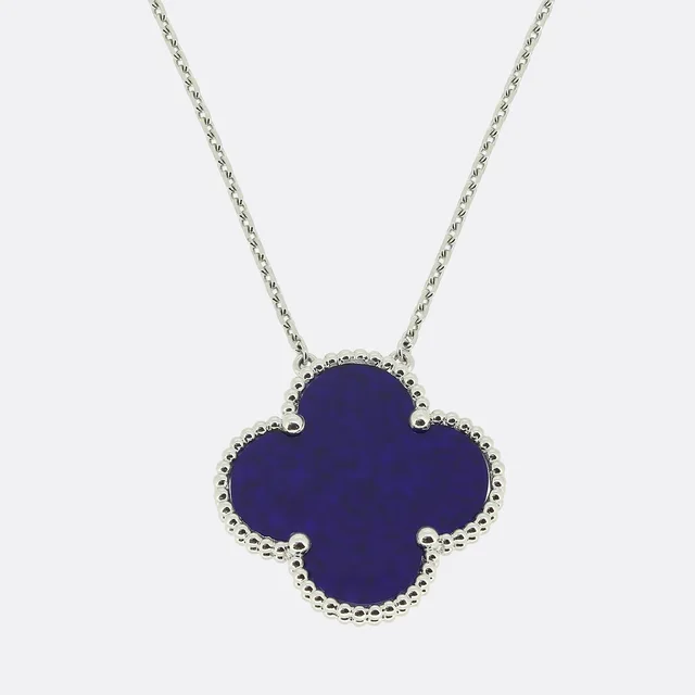 Van Cleef & Arpels Magic Alhambra Blue Sevres Porcelain Necklace in Blue from The Vintage Jeweller