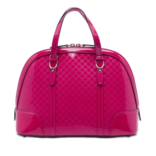 Pink Gucci Small Microguccissima Patent Nice Dome Satchel in Pink Patent leather from Designer Revival