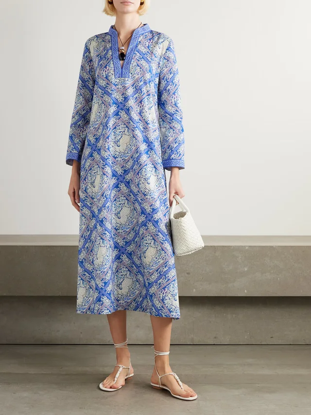 EMPORIO SIRENUSE Giada printed cotton-voile cover-up in Blue, photo 2 of 2 from NET-A-PORTER (Canada)
