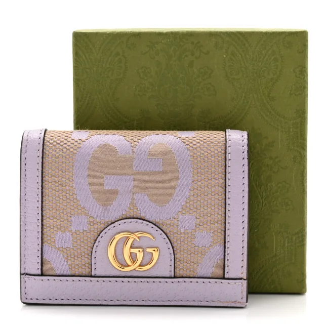 Gucci Monogram Jumbo GG Textured Dollar Calfskin Ophidia Card Case Beige Lapis in Beige Calfskin from FASHIONPHILE, photo 8 of 8