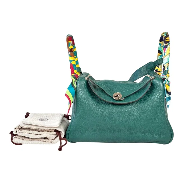 Hermès Lindy 30cm Green Bag in Clemence - T Stamp in Green Clemence leather from Luxury Promise