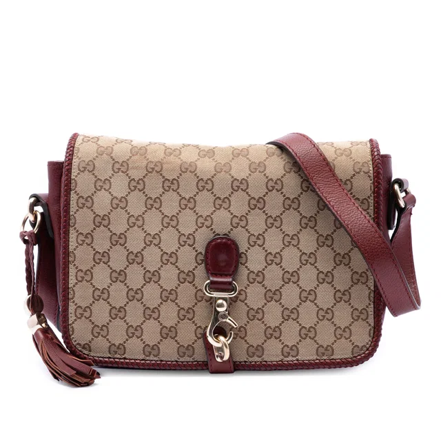 Beige Gucci GG Canvas Marrakech Crossbody in Beige Canvas from Designer Revival