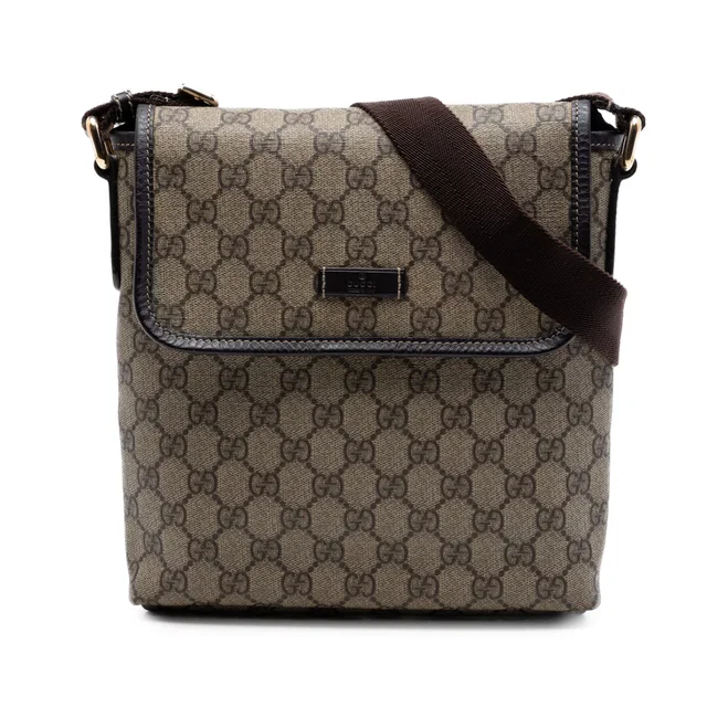 Beige Gucci GG Supreme Crossbody in Beige Coated canvas from Designer Revival