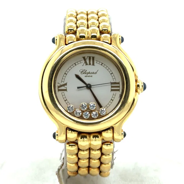 Chopard Happy Sport Quartz White Dial Ladies Watch 27/6137-23 in yellow|gold|white from Jomashop.com