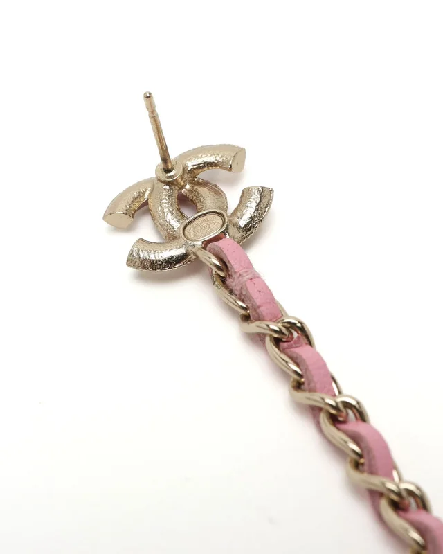 Chanel Coco Mark Pearl Dangling Earrings in Leather from A Retro Tale, photo 3 of 3